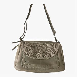 B.O.C. Gray Western Style Embossed Vegan Leather Crossbody Shoulder Bag